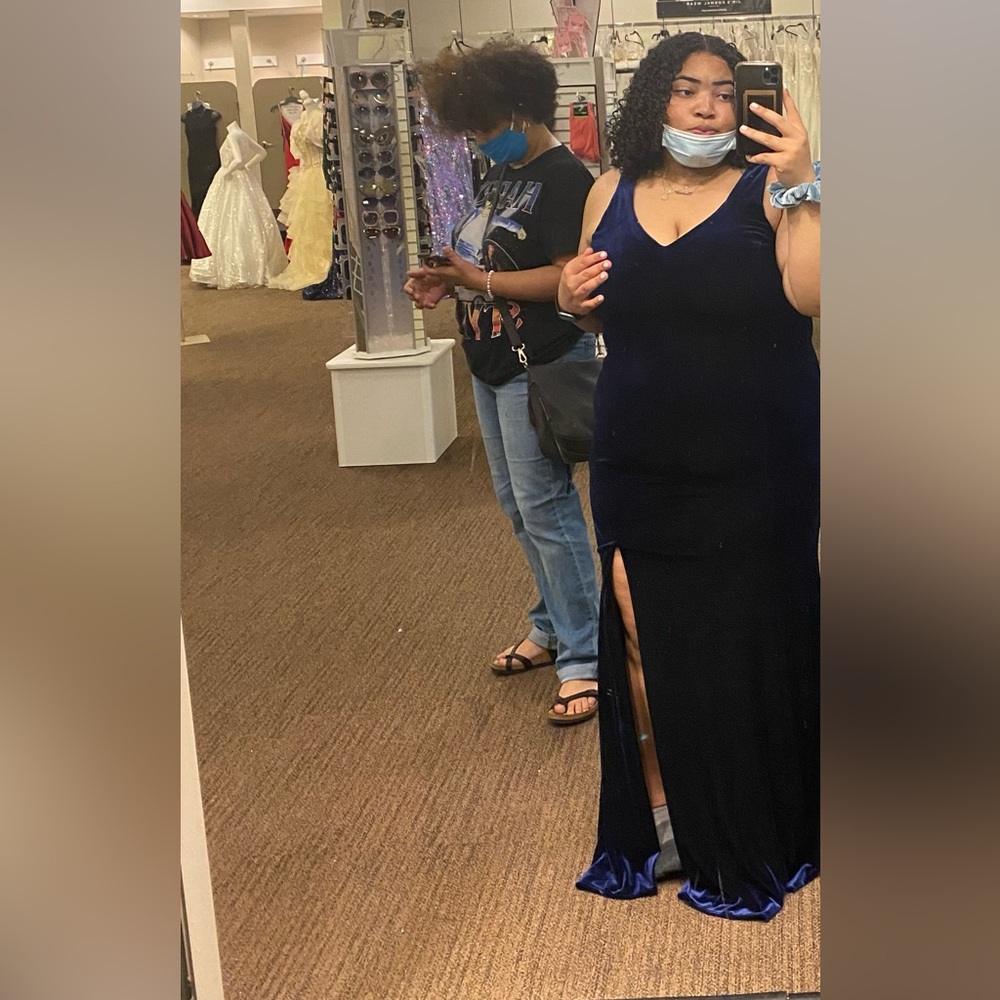 Blue Velvet Split Dress